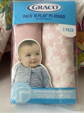 Graco Pink Pack 'N Play Playard Fitted Sheets - 2 Pack
